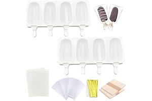 MINO PLUS Grandi Stampi per Gelato in Silicone,4/8 Cavità Stampi ghiaccioli in SiliconeFormine Ghiaccioli,senza BPA, riutilizzabili, Stampi per Gelato fatti in Casa,per Gelato al Congelato Fai da Te (A)