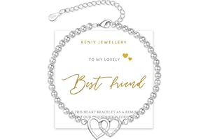 KENIY Best Friend Bracelet S925 Sterling Silver Beads Friendship Bracelets with Love Hearts Jewellery Birthday Gifts