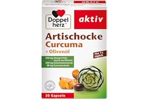 Doppelherz Complément alimentaire végétal à base d'artichaut et de curcuma + huile d'olive et d'acides gras oméga 9 30 capsules