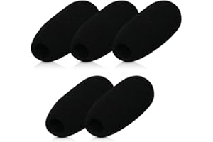 kwmobile Set de 5x filtro de espuma para micrófono - Protector antipop 4.8x2.4x1.2 CM - Pantallas antiviento en negro