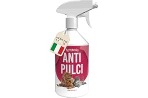 Petsly Spray Antipulci per Ambienti - 500ml - Non Macchia - Efficace Spray Antipulci Gatto e Cane ad Azione Rapida - Antizecche e Antiacaro per Casa, Auto, Mobili e Tessuti