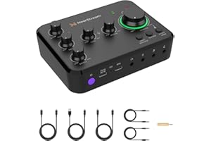 NearStream Audio Interface for Recording, Streaming, Podcasting, Rechargeable Audio Mixer with Pro-preamp, 8 Channel, XLR, 48V Phantom Power, Line & DI Inputs, Bluetooth, for PC & Smartphone (AMIX20B)