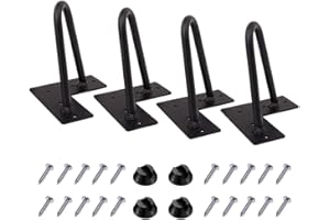 MSOBAIW 4 Inch Hairpin Legs, Heavy Duty Metal Table Legs for Cabinet, Wardrobe, TV Cabinets, Drawers, Nightstand, 3/8" Dia Satin Black Two-Rod Iron Wire Legs for DIY Furniture (4”, Black)