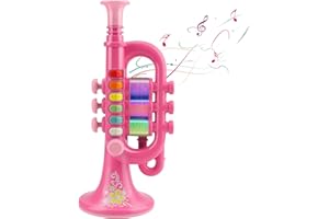 CestMall Tromba Giocattolo Musicale in Plastica con Corno Portatile Illuminato per Bambini (Red)