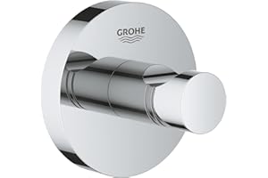 GROHE Start Patère Murale pour Salle de Bain, Fixations Cachées, Platine de Fixation Incluse, Métal, A coller QuickGlue ou à visser, Chromé, 41173000