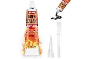 ALLONY Silicona Negra, Pegamento Alta Temperatura, Silicona Alta Temperatura, Masilla Refractaria, Soporta Hasta 1000°C, Pegamento Alta Temperatura Horno para Chimeneas, Estufas, Horno, 100ML