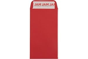 ‎JAM PAPER JAM PAPER #5.5 Münzumschläge mit Haftklebeverschluss, 8,9 x 14,9 cm, Rot, 25 Stück