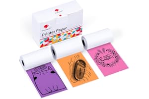 Phomemo M02/M02Pro/M02S/M03/M03AS/M04S/M04AS Papier – 3 Rouleaux de Papier Thermique Violet/Rose/Orange 50mmx3,5m