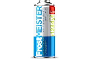 FrostMEISTER 3-i-1 – 400 ml luftkonditioneringsset för bil inkl. Innehåller ersättning för R1234yf, kompressorolja och tätningsmedel – (från byggår 2017), snabb, enkel och miljövänlig påfyllning