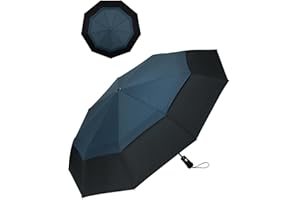 Chakipee Kompaktowy parasol podróżny, wiatroszczelny, mocny, automatyczne składane parasole na wiatr i deszcz, podwójnie wentylowany baldachim 210T powłoka teflonowa 102 cm rozpiętość - 9 żeber,