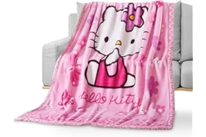 SFODTN Hellokiitty Blanket Throw, Hellokiitty Blanket for Kids Fluffy Cozy Nap Blanket Soft and Warm Coral Plush Blankets Lightweight Blanket with Cartoon Print for Birthday Party Christmas