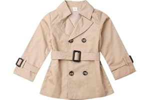 Geagodelia Abrigo Niña Manga Larga de Color Sólido Chaqueta Chica Primavera y Otoño Estilo Británico 2-7 Años