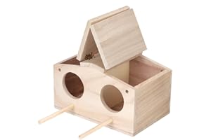 Mumusuki Wooden Bird House Pet Bird Nest House Breeding Box Cage Bird House Accessories for Parrots Swallows