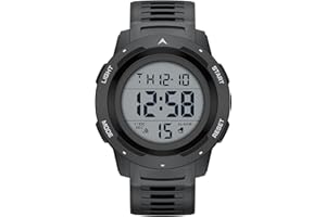 GOLDEN HOUR Reloj Deportivo Digital Impermeable para Hombre, Pantalla Ancha, fácil de Leer, Estilo Militar, con Correa de Goma