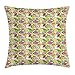 Produktbild RAINNY Tropical Throw Pillow Cushion Cover, Hawaiian Arrangement with Various Exotic Fruit Jungle Food Pomegranate Melon Mango, Decorative Square Accent Pillow Case, 18 X 18 Inches, Multicolor