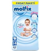 Molfix 3D Bebek Bezi Maxi 4 Beden, Fırsat Paketi 60 Adet