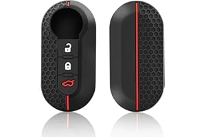 Juttzzei Fiat Key Cover for Fiat 500 Brava Bravo Ducato Doblo Delta Fiorino Grande Punto Panda Palio Scudo Sedici Lancia Musa Key Fob Cover, TPU Fiat 500 Key Cover - 3 Buttons (Red)