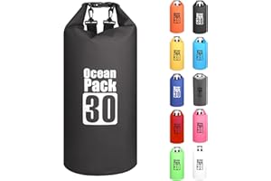 MORAINJAY 30L Bolsa Estanca,Negro Bolsa Impermeable Bolsa Seca Mochila Estanca con Correa de Hombro Ajustable,2L/5L/10L/15L/20L Dry Bag para Camping,Pesca,Rafting,Ciclismo