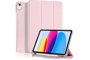 4UBonLife Cover Per iPad (A16) 11a Generazione 11 Pollici 2025, iPad 10a Generazione10,9" 2022 con Portapenna, Custodia Protettiva Sottile con Retro Rigido Traslucido Guscio Case, Rosa
