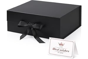 Hianjoo Pudełko prezentowe 33 x 25 x 12 cm, składane pudełka prezentowe ze wstążką i zamknięciem magnetycznym, pudełka na prezenty z pokrywkami, opakowanie na prezent dla drużbów, pudełko na