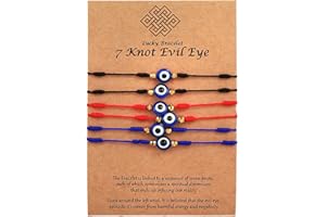 OPIURVY 6 PCS bracciale occhio turco - Malocchio Bracciale 7 nodi Evil Eye - Turchia Protect Friendship intrecciato Bracciale, Bracciale donna uomo amico di famiglia Genitori, portafortuna