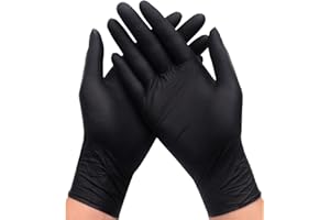 SUPER MUNDO SM Super Mundo - Guantes de nitrilo, 100 pcs caja (M, Negro), guantes nitrilo, sin polvo y sin látex, guantes desechables, guantes de examen, no estériles (M, Negro)