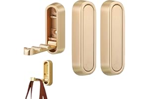 YIPUVR 2 ganchos de pared plegables para colgar, ganchos plegables de aleación de zinc, gancho de pared plegable dorado resistente para baño, cocina, gancho abatible para colgar abrigos, bolsos, toallas