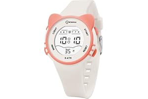 HMJIA Zegarek Dziecięcy Dziewczynki z Motywem Kota 3ATM Wodoodporny z Budzikiem Stoperem Lekki Silikonowy Pasek Dziecięcy Zegarek Cyfrowy Urodziny dla dziewczynek w wieku 3-12 lat