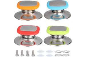 Deer Platz 4 Pezzi Manopole Ricambio, Pot Coperchio Manopola, Manopola del Coperchio della Casseruola, Pentole Parti di Ricambio(Rosso, Blu, Verde, Arancione)