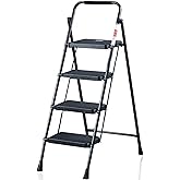 Perilla 51404 Stepper Wide 4 Digit Folding Ladder Eurotower Black