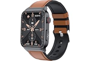 MOREASE Smart Watch Blutzuckermessgerät, E500 Blutzucker Fitness Monitor mit EKG PPG Körper Herzfrequenz Temperatur Blutdruck Sauerstoffmesser, Sport Wasserdichte Smartwatch für Männer und Frauen (Braun-B)