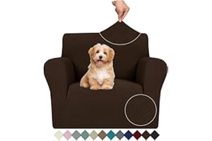 ‎YSTYLE Ystyle Stretch Sofa Überzug 1 Sitzer, Sesselschoner rutschfest Mit Armlehne, Elastische Couch Überzug Jacquard, Universal Sofa Cover Moderne, Sofaschoner Hund Katze Wohnzimmer, Kaffee