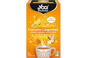 Yogi Biologique Curcuma Gingembre, Infusion 100% Bio, 15 Sachets thermosoudés et sans agrafe, 30 g