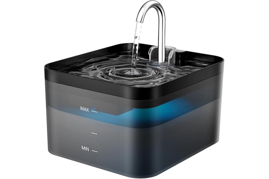 PawPoll Cat Water Fountain for Drinking, 2.2L Cat Water Fountain, Ultra Silent Fountain with Activated Carbon Filter, Pet Water Fountain, Black