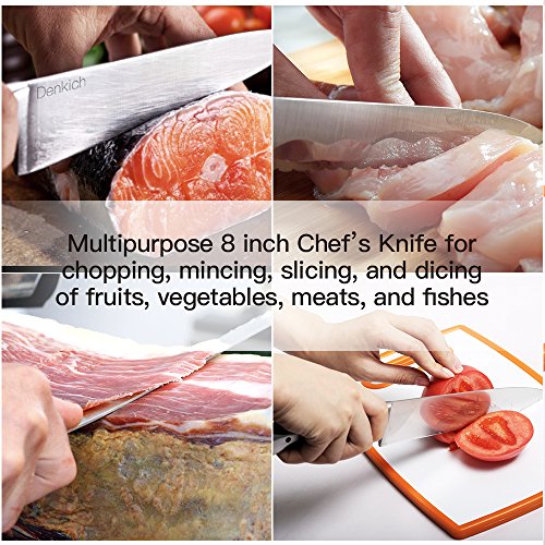 Denkich Kochmesser, 34cm Küchenmesser mit Griff aus Edelstahl,schwarz - 7