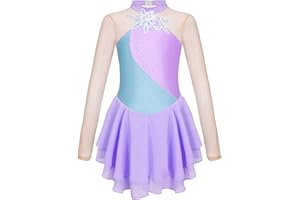 Freebily Abito da Pattinaggio Artistico Bambina Paillettes Leotards Abito da Ballo Latino Vestito da Balletto Body Danza Classica Ballerina Costumi di Danza Performance