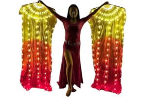 WEISIPU 1 Pair 1.8m LED Belly Dance Silk Fan Veil Long Bamboo Fans Veil Hand Made Silk Fan for Dance Outdoor