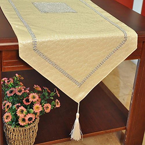QIZHU0 Table Runners Golden Leather Fabric Minimalist Style Striped Home Textile Tablecloths Linen Tablecloth