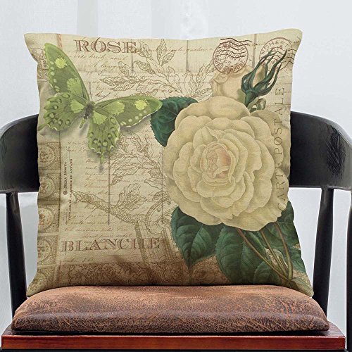 MStar Retro-Stil schöne Blume Muster gedruckt Kissenbezug 45X45cm Leinen-Baumwoll atmungsaktiv Kissenhülle - 2
