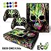 Produktbild Xbox One X Skin Sticker, Morbuy Mode Persönlichkeit Stil Designfolie Vinyl-Folie Aufkleber für Konsole + 2 Controller Aufkleber Schutzfolie Set +10 pc Silikon Thumb Grips (Gemalter Schädel)