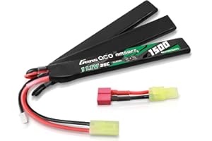 Gens ace Batería Lipo 11,1V 1500mAh 25C 3S1P 3X Nunchuck con Mini TMY, Compatible con Réplicas Airsoft AEG Tipo M4, CM16, Scar y AR15