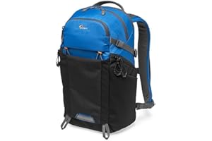 Lowepro LP37259-PWW Photo Active, Mochila para cámara Exterior sin Espejo con divisores QuickShelf, Tablet 12"/iPad/Hidr.2L, Sony, Canon, Nikon, Objetivos, Gimbal, Dron, dji, Azul/Negro
