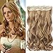 Neverland Beauty One Piece 5 Cilps Clip in Hair Extensions Half Full Head 22 inches Wavy Curly Hair Extension Honey Blonde