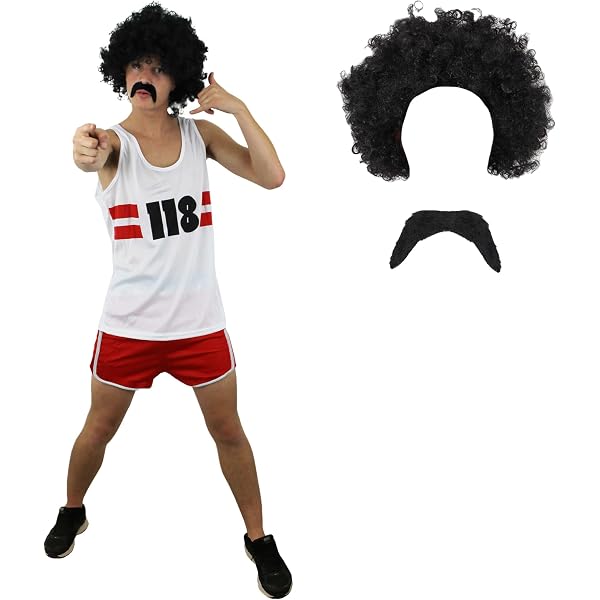 Style Wise 118 Fancy Dress Kostüm Komplettset – Retro-Marathon-Outfit Für Herren & Damen, Inkl. Weste, Shorts, Perücke, Socken – S/M