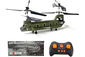 Funwetrike RC Helicopter for Adult, S026H 2.4G 3CH Dual-Rotor Transport Aircraft Military Aerocraft Model With One-key Takeoff and Landing Function (RTF Version)
