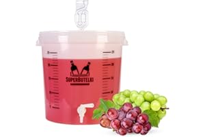 SUPERBUTELKI.PL Cubo de fermentación de 30 L con escala, tubo de fermentación y grifo de drenaje. Cubo ligero con tapa para fermentación de vino, cerveza y fermentación en casa. Perfecto para