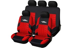 AUTOYOUTH Housse de Siège de Voiture Universelles Traces de Pneus Housses de Siège Auto - Accessoire de Siège Auto - Rouge