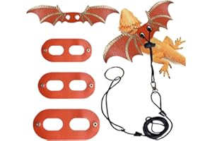 WINMANY Eidechsenleine Bartagamen verstellbar für kleine Reptilientiere 3 Größen weiches Leder Geschirr Eidechse Leine mit Flügel für kleine mittelgroße und große Reptilientiere(orange)