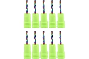 TRVOXVIQ 10 PCS CNC Single Flute Router Bits 1/8 Inch Shank,1/8 Inch Cutting Dia,17mm(0.67”) Cutting Length, Solid Tungsten Carbide Alloy End Mill, DLC Coating Milling Cutter for Aluminum