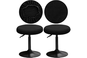 YINGAYOU Hockerbezug Rund 30-40 cm Bezug Barhocker Rund mit Plüsch Quadrate Luxuriöser Stoff Waschbar Dehnbar Wunderschöne Farbe für Runde und Eckige Hocker (2, Schwarz)